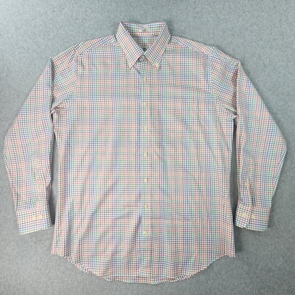 Peter‎ Millar Nanoluxe Easy Care Oxford Shirt Mens Large White Multicolor Checks